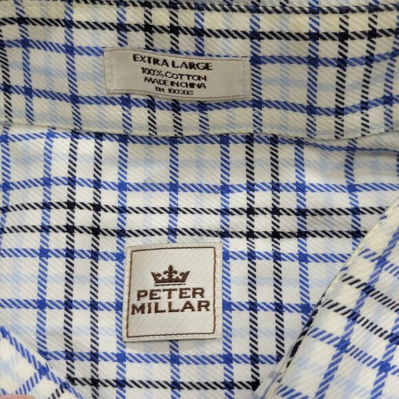 Peter Millar Men's Multicolor Plaid Long Sleeve Button Up Dress Shirt Size XL - Picture 5 of 7